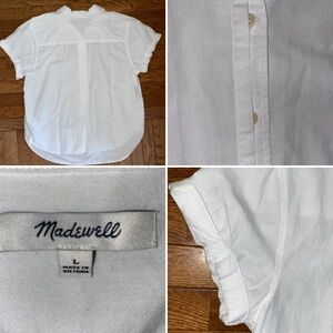 Madewell $75 Cotton-Blend Slim White Central Shirt LARGE EUC